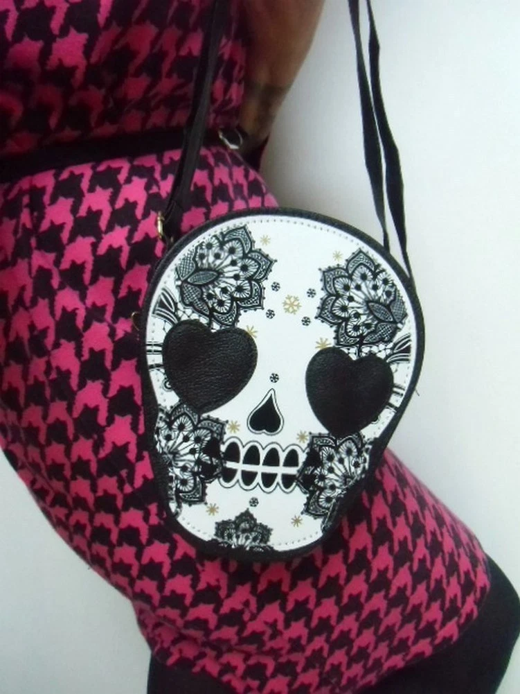 Sac à main pochette originale tête de mort mexicaine candy mexican skull  rock