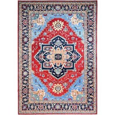 12'x17'2" Venetian Red Hand Knotted Wool Seeripe and Heris Oversized Rug R86959