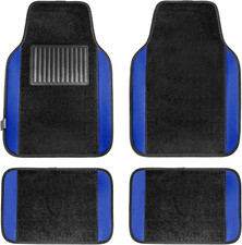 Automotive Floor Mats, Colored Trim Carpet Floor Mats for Cars Full Set Blue Car