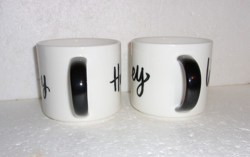 Set of 2 Threshold Porcelain Hubby & Wifey Mugs – Stackable - No Date - Picture 3 of 8