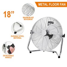 18" Floor Fan Chrome Silver High Speed 3 Settings Free Standing Tilt Air Cooling