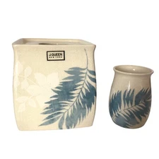 J Queen St. Croix Tissue Box Cover and Tumbler Bathroom Decor Set of 2