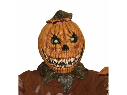 Evil Pumpkin Head Mask Halloween Costume Orange Horror Fangs Teeth Haunted House - Picture 2 of 2