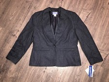 NWT Pendleton 100 Virgin Wool Grey 1 Button Blazer Coat Jacket Size 8