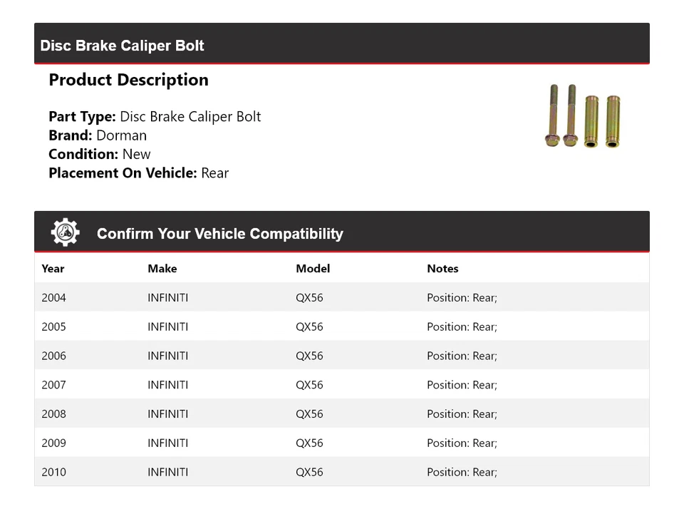 Pinza de freno de disco trasera para Infiniti QX56 2004-2010 Dorman 2005 2006 2007 Foto 2 de 4