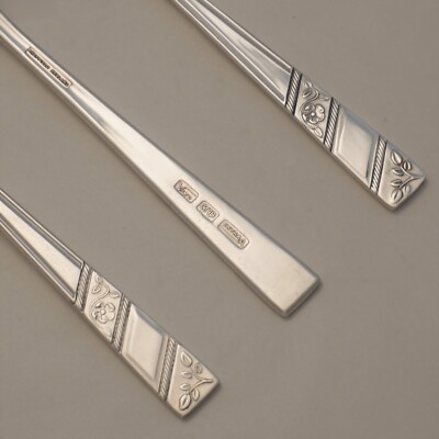 SILVER ROSE Design Viners Ltd Sheffield Silber Service Besteck Gabeln & Löffel
