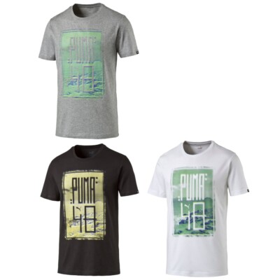 Puma T Shirt Rundhalsausschnitt Tee weiss schwarz weich Herren 100% Baumwolle