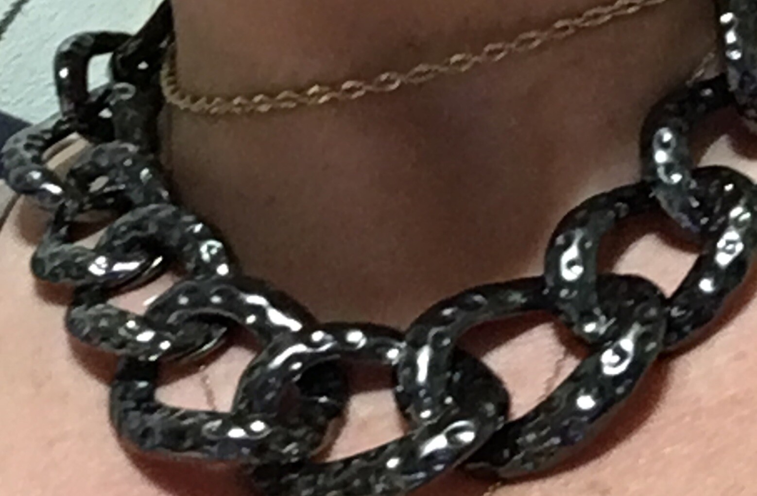 KENNETH JAY LANE (KJL) SILVER  LINK GUNMETAL NECK… - image 1