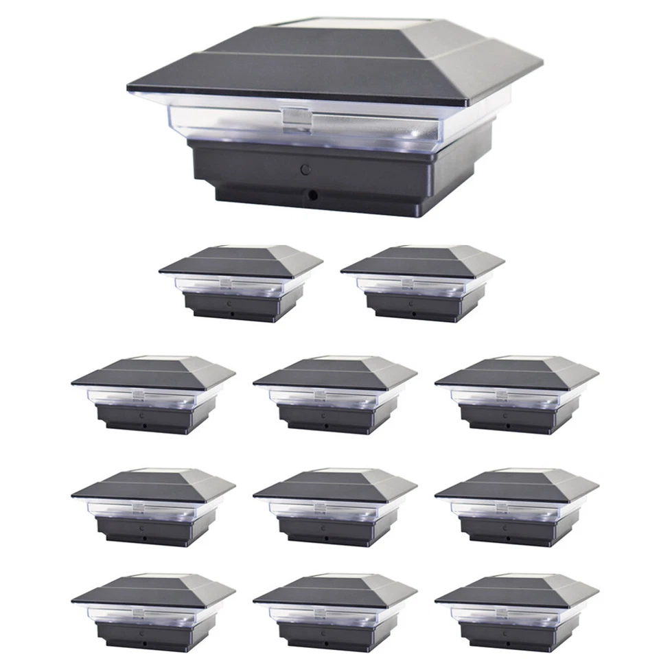 12 luces de poste solares negras bronce marrón cobre blanco 4x4 tapa cubierta cerca exterior Foto 3 de 4