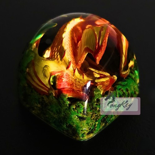 Sleeping Ember Dragon - Handpainted Artisan Resin Keycap for Mechanical Keyboard - Picture 2 of 4