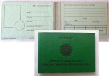 DDR Ausweis Polizei Freiwilliger Helfer der Deutschen Volkspolizei / VOPO GDR