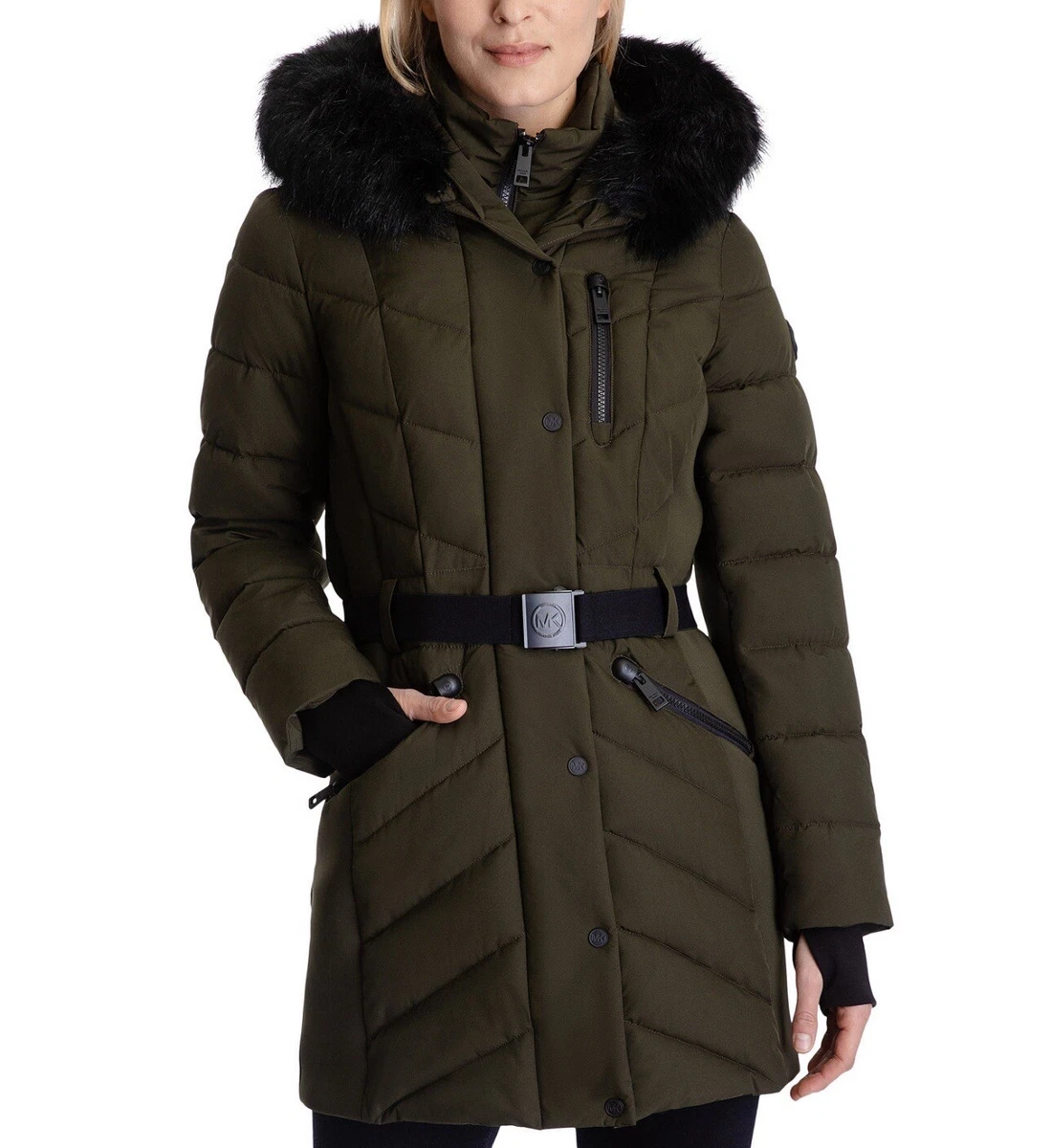 Michael Kors Women's Faux-Fur-Trim Hooded Puffer Coat, Created for