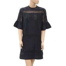 Ulla Johnson Eyelet Embroidered Black Mini Dress Lace Cotton Silk S New 201075