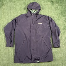Timberland Weather gear Vintage Coat S Dark Blue With Hood Vgc Long Rain Jacket