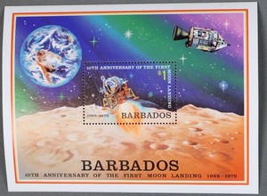 MayfairStamps Barbados 1979 Scott 518 First Moon Landing Anniversary Souvenir Sh