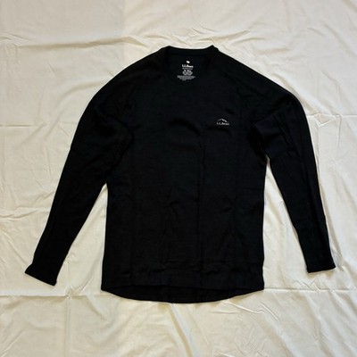 LL bean Cresta Wool Base Layer Crew Mens XL tall Black NEW 264501
