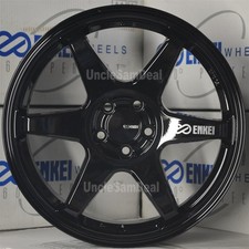 17x8 5x114.3 40 Authentic Enkei T6r Gloss Black 6 Spokes Sport Wheels Set Of 4