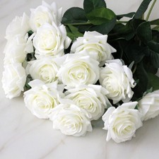 15 Pcs Artificial Latex Rose Flower Branch 43cm Wedding Bridal Bouquet Birthday
