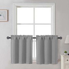 24 Inch Long Tier Curtains for Small Window, Short Blackout Kitchen Curtains ...