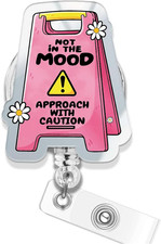 Funny Nurse Badge Reel, Cute Pink ID Badge Holder Retractable Accessories Clip f