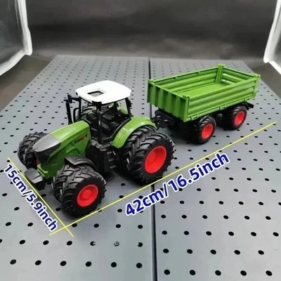 16,5 Zoll/42cm großer Bauernhof Traktor Spielzeug mit Anhänger, realistischer Bauernhof Traktor Se