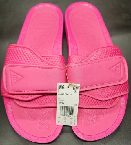 Adidas Boost x Pharrell Slides rosa da uomo taglia 13 FV7289 Chancletas HU nuove con scatola