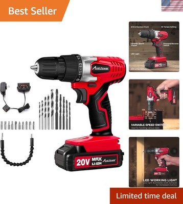 Lightweight 20V MAX Drill Set with Keyless Chuck & Real-Time Battery Display