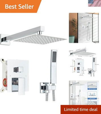 #ad Shower Faucet Polished Chrome Shower System with 8 Inches Rain Shower Head an... $151.95