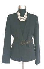 Etcetera Belted Suit Jacket Sz 6 Black White Dress Casual Women's Blazer S