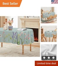 Colorful 60x84 Oval Tablecloth with Watercolor Wildflowers - Perfect for Dining