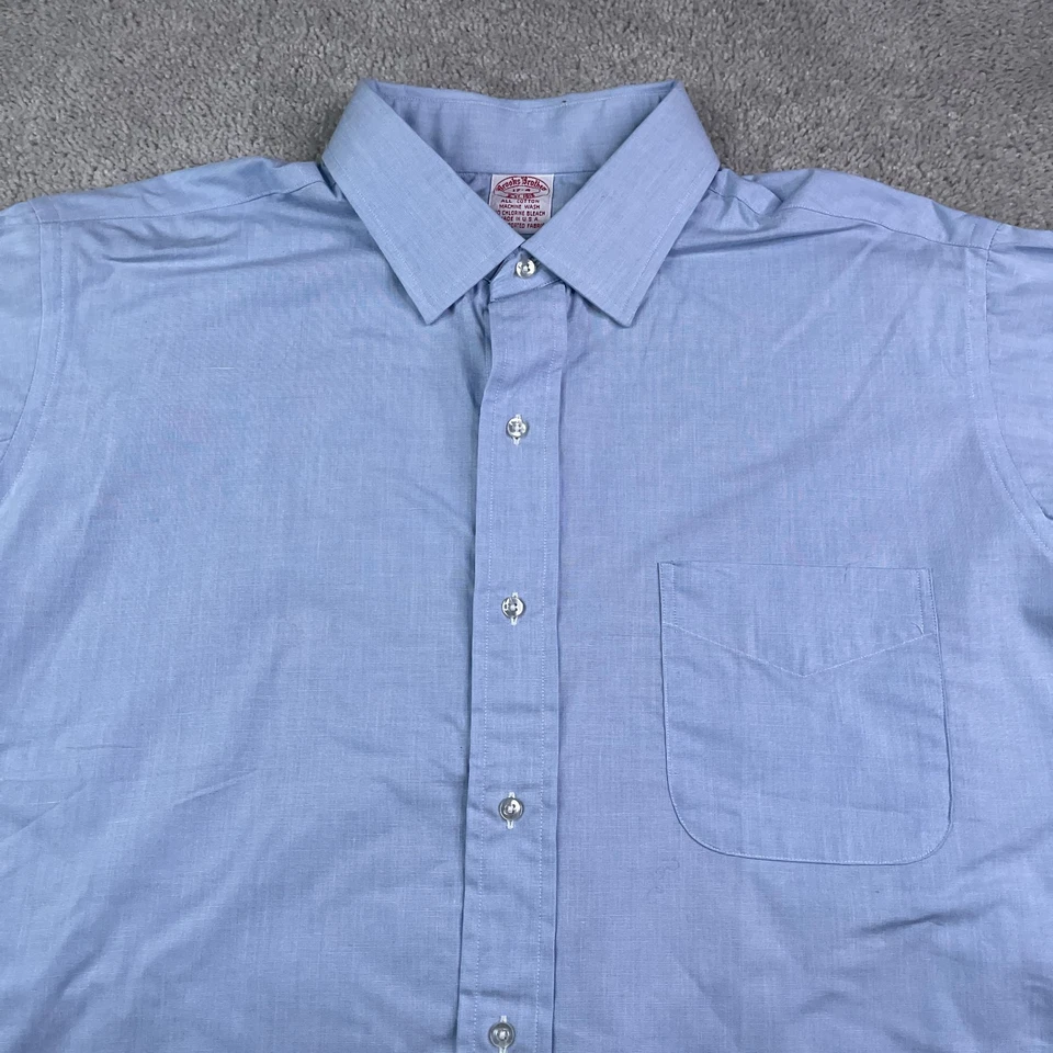 Camisa vintage Brooks Brothers para hombre 17-34 azul manga larga abotonada hecha en EE. UU. Foto 3 de 4