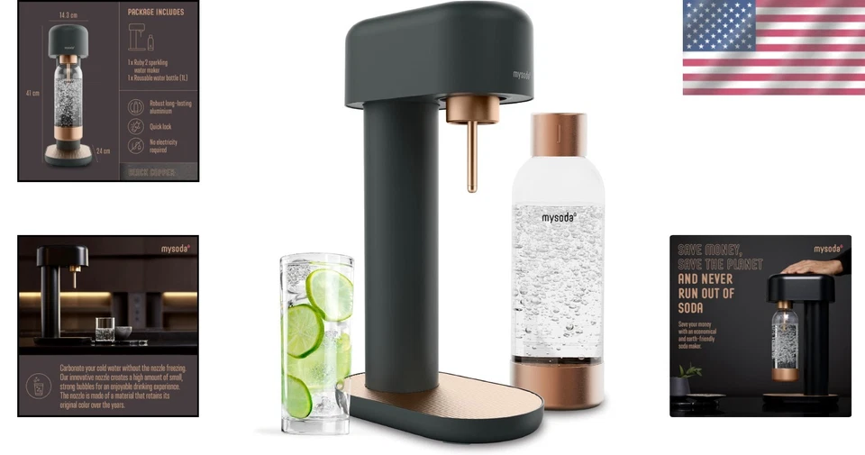 Carbonator Eco-Conscious Ruby 2 - Máquina de refrescos compacta con función de bloqueo rápido Foto 2 de 4