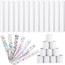 48PCS Slap Bracelets White, Party Slap Bracelets DIY Wrist Bands Bulk Blank Snap