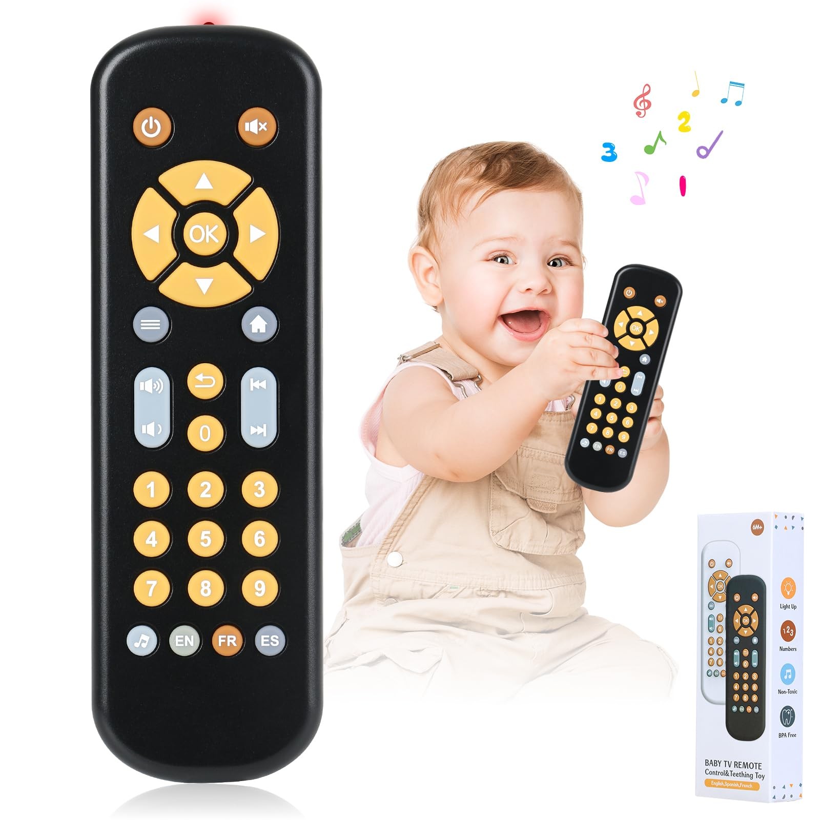 Baby TV Remote Control Toy with Sound and Light, Music Toys 