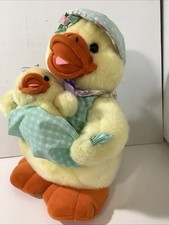 Easter Plush Creations Momma Duck W/Baby Bonnet Stuffed Animal 13 Vintage 1993