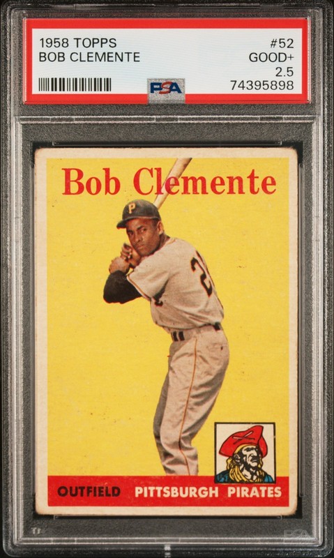 1958 Topps Baseball Card #52 Roberto "Bob" Clemente HOF Pirates PSA 2.5 Good+