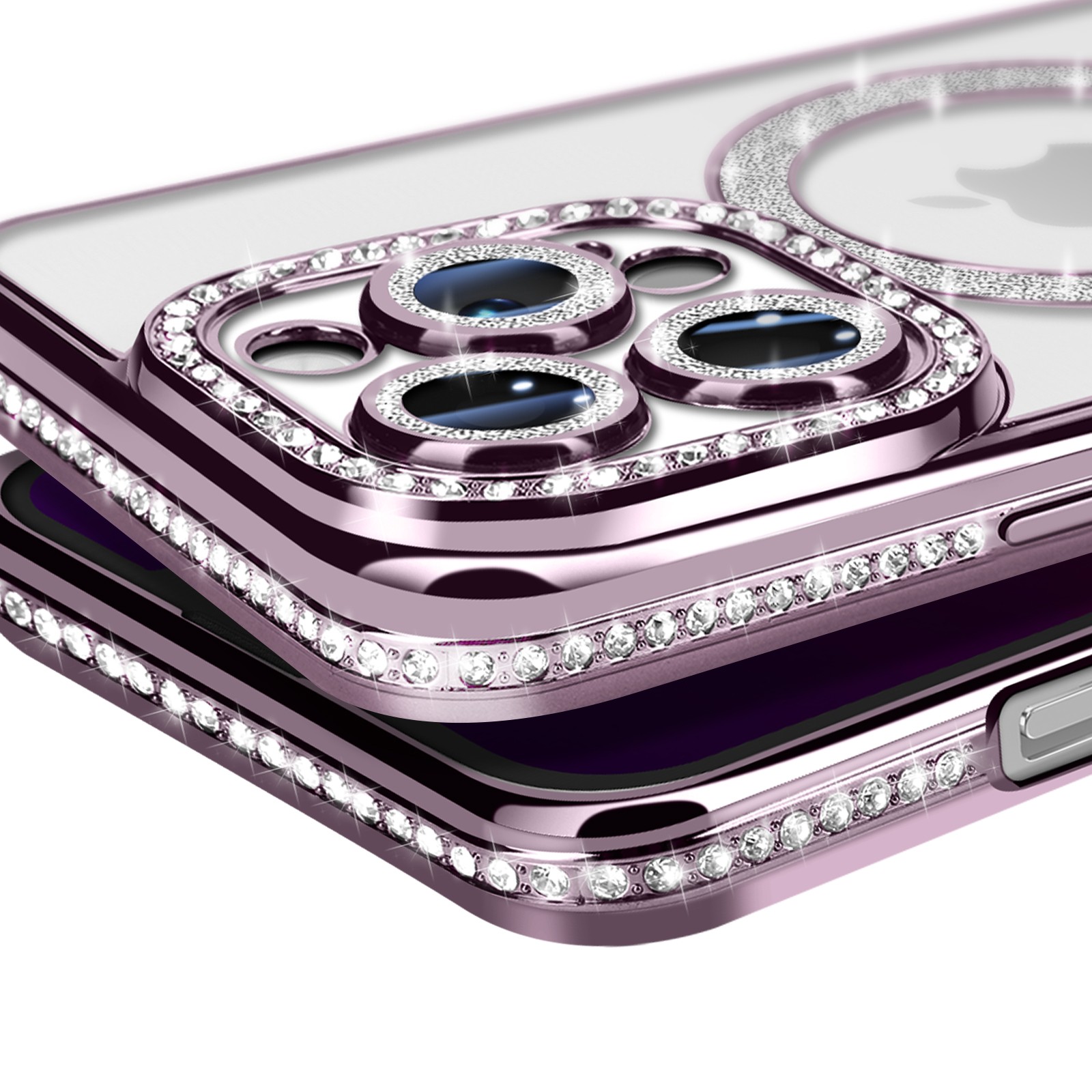 Coque iPhone 13 Pro violette à strass Diamant Case par Avizar