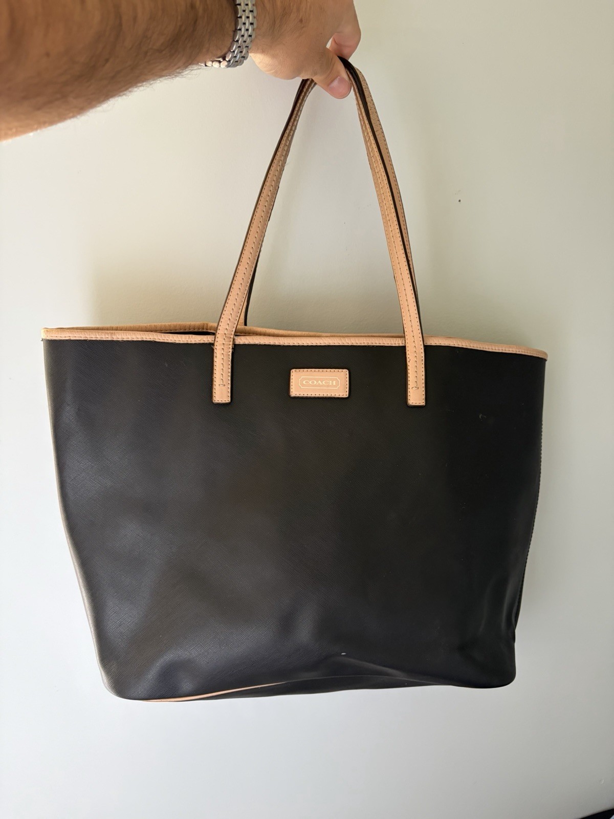 Coach Town Tote Pebbled Bag, Large - Black
