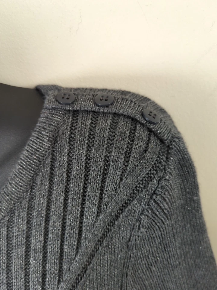 Women's Alex Marie Sparkle Gray Wool Acrylic Knit 3/4 Sleeve A-Line Dress Sz Med - Image 3 of 4