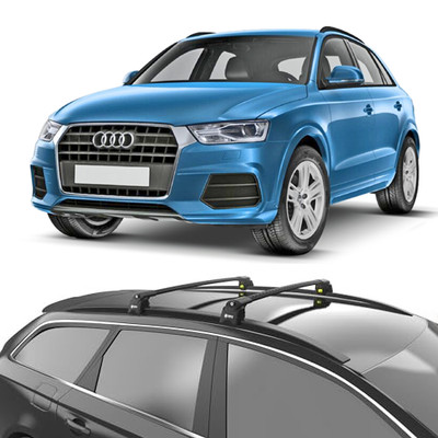Audi Q3 (8U) 2012-2018 For Roof Rack Cross Bars Black Flush Rails