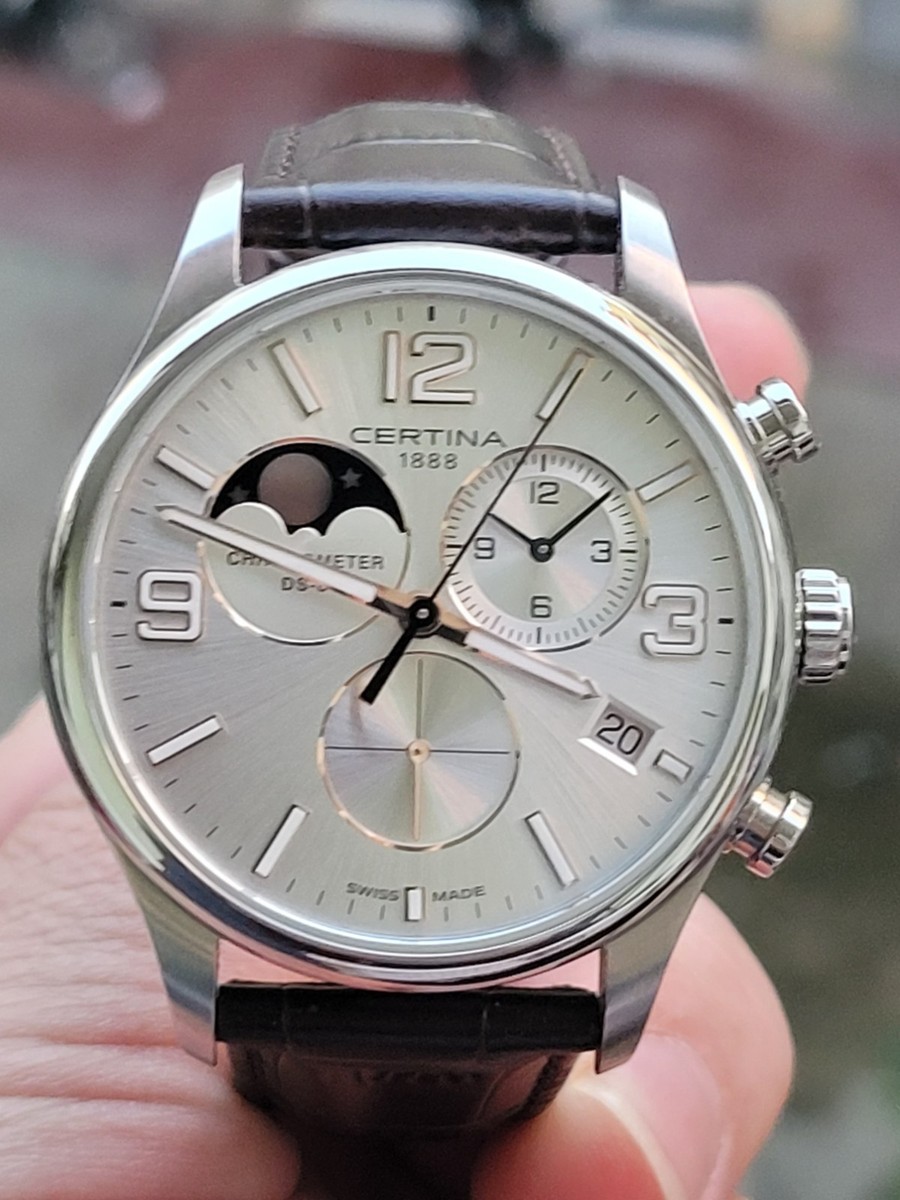 Certina Men's Swiss Chronograph DS-8 Moon Phase Brown Leather