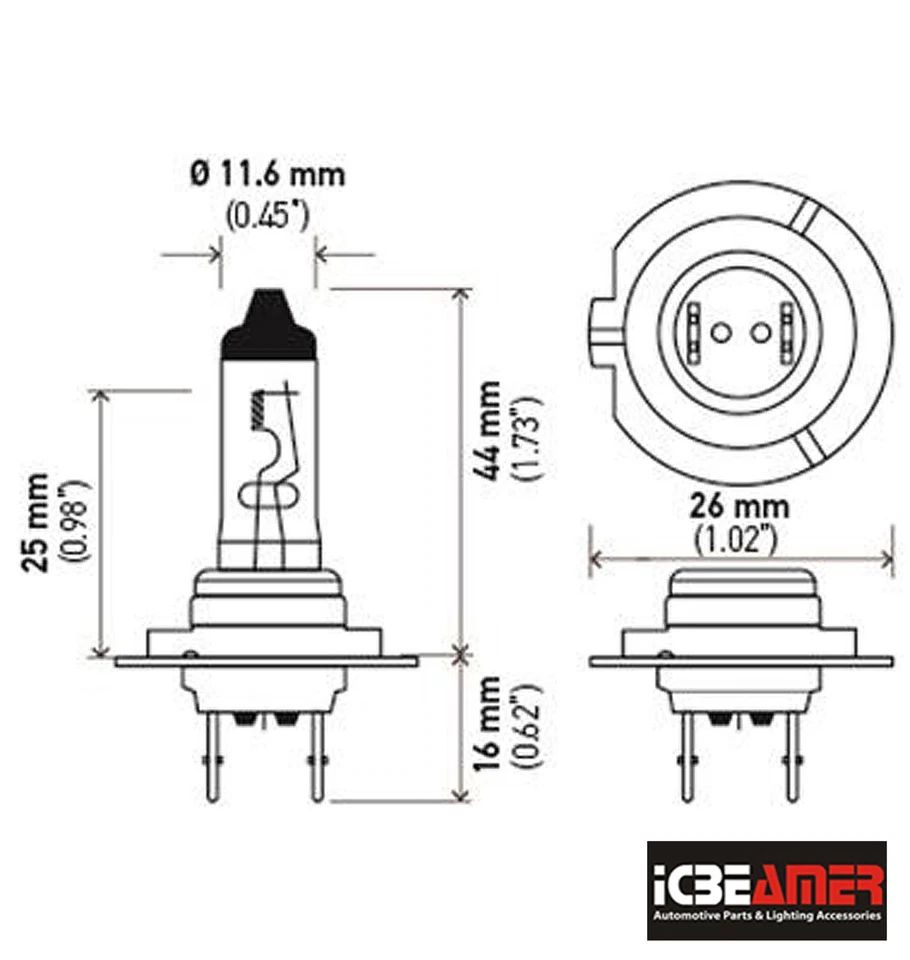 ICBEAMER H7 12V 55W Xenón Super Amarillo Faro Reemplazar Lámpara Halógena Y340 Foto 3 de 4