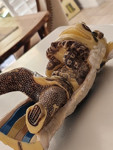 Antique RARE Netsuke Carving Etched Figure With Ink Inlay 7 Inch High Signed - Bild 20 von 23