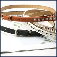 New Punk Rivet PU Leather Waist Strap Belt For Women Men Gothic Thin Metal.