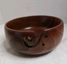 New Crochet Yarn Bowl Solid Wood Holder Handmade Knitting Wool Natural Wooden
