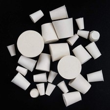 26 Pack Solid Rubber Stopper, White Lab Plug, 000 - 8 Sizes Assortment, 11...