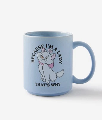 NEW OFFICIAL DISNEY MARIE ARISTOCATS “BECAUSE IM A LADY” STONEWARE MUG CUP BLUE - Image 1 of 4