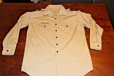 Boy Scouts of America BSA Men's Shirt Tan X-Large XL Glued Patches Long Sleeve