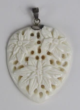 Bali Goddess Carved Flower 925 Sterling Pendant JK008