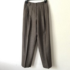 VTG Liz Claiborne 2P Pants 100 Wool Houndstooth Brown Pleated Union Made USA